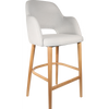 Durafurn Sorbet Stool - Trojan Oak Legs/ Light Grey Woven Fabric