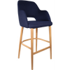 Durafurn Sorbet Stool - Trojan Oak Legs/Navy Woven Fabric