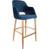 Durafurn Sorbet Stool - Trojan Oak Legs/Denim Velvet
