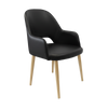 Bourbon Armchair - Black Vinyl with Oak Round Legs