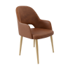 Bourbon Armchair - Tan with Oak Round Legs