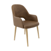 Bourbon Armchair - Mocha Fabric with Oak Round Legs