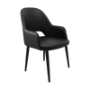 Bourbon Armchair - Black Vinyl with Black Round Legs