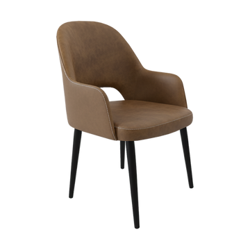 Black Round Legs / Mocha Fabric