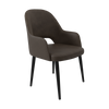 Bourbon Armchair - Charcoal Fabric  with Black Round Legs