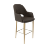 Bourbon 750mm Barstool - Charcoal Fabric  with Oak Round Legs