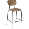 Durafurn Tiramisu Barstool - Black Frame with Brass Tip / Taupe Vinyl