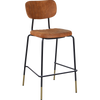 Durafurn Tiramisu Barstool - Black Frame with Brass Tip /  Tan Fabric