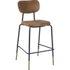 Durafurn Tiramisu Barstool - Black Frame with Brass Tip /  Mocha Fabric