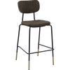 Durafurn Tiramisu Barstool - Black Frame with Brass Tip /  Charcoal Fabric