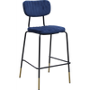Durafurn Tiramisu Barstool - Black Frame with Brass Tip /  Denim Velvet
