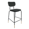 Durafurn Tiramisu Barstool - Black Frame with Brass Tip / Black Vinyl
