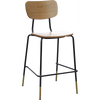Durafurn Tiramisu Barstool - Black Frame with Brass Tip / Oak Ply