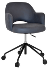 ARM CHAIR ALBURY CASTOR V2 BLACK + PELLE/BENITO NAVY