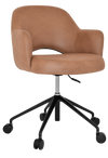 ARM CHAIR ALBURY CASTOR V2 BLACK + PELLE/BENITO TAN