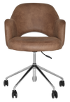 ARM CHAIR ALBURY CASTOR V2 POLISHED ALUM + EASTWOOD TAN