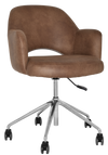 ARM CHAIR ALBURY CASTOR V2 POLISHED ALUM + EASTWOOD TAN