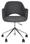 ARM CHAIR ALBURY CASTOR V2 POLISHED ALUM + GRAVITY SLATE