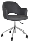 ARM CHAIR ALBURY CASTOR V2 POLISHED ALUM + GRAVITY SLATE