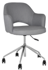 ARM CHAIR ALBURY CASTOR V2 POLISHED ALUM + GRAVITY STEEL