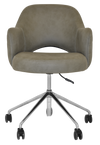ARM CHAIR ALBURY CASTOR V2 POLISHED ALUM + PELLE/BENITO SAGE
