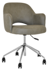 ARM CHAIR ALBURY CASTOR V2 POLISHED ALUM + PELLE/BENITO SAGE