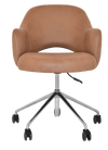 ARM CHAIR ALBURY CASTOR V2 POLISHED ALUM + PELLE/BENITO TAN