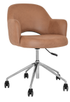 ARM CHAIR ALBURY CASTOR V2 POLISHED ALUM + PELLE/BENITO TAN