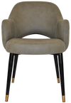 ARM CHAIR ALBURY METAL (SLIM) BLACK BRASS +PELLE/BENITO SAGE