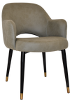 ARM CHAIR ALBURY METAL (SLIM) BLACK BRASS +PELLE/BENITO SAGE