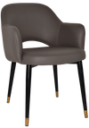 ARM CHAIR ALBURY METAL (SLIM) BLACK BRASS + VINYL CHARCOAL