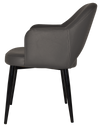 ARM CHAIR ALBURY METAL BLACK + VINYL CHARCOAL