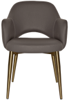 ARM CHAIR ALBURY METAL (SLIM) BRASS + VINYL CHARCOAL