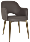 ARM CHAIR ALBURY METAL (SLIM) BRASS + VINYL CHARCOAL