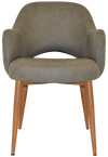 ARM CHAIR ALBURY METAL LIGHTOAK + PELLE/BENITO SAGE