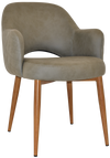 ARM CHAIR ALBURY METAL LIGHTOAK + PELLE/BENITO SAGE