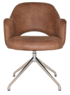 ARM CHAIR ALBURY TRESTLE V2 POLISHED ALUM + EASTWOOD TAN