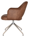 ARM CHAIR ALBURY TRESTLE V2 POLISHED ALUM + EASTWOOD TAN