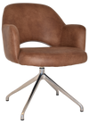ARM CHAIR ALBURY TRESTLE V2 POLISHED ALUM + EASTWOOD TAN