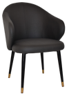 ARM CHAIR HUGO METAL (SLIM) BLACK BRASS + VINYL BLACK
