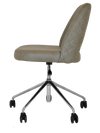 CHAIR ALBURY CASTOR V2 POLISHED ALUM + PELLE/BENITO SAGE