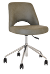 CHAIR ALBURY CASTOR V2 POLISHED ALUM + PELLE/BENITO SAGE