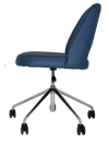 CHAIR ALBURY CASTOR V2 POLISHED ALUM + VINYL BLUE