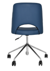 CHAIR ALBURY CASTOR V2 POLISHED ALUM + VINYL BLUE