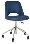 CHAIR ALBURY CASTOR V2 POLISHED ALUM + VINYL BLUE