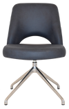 CHAIR ALBURY TRESTLE V2 POLISHED ALUM + PELLE/BENITO NAVY