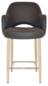 STOOL ALBURY ARM 650 METAL BIRCH + PELLE/BENITO JAVA
