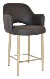 STOOL ALBURY ARM 650 METAL BIRCH + PELLE/BENITO JAVA