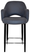 STOOL ALBURY ARM 650 METAL BLACK + PELLE/BENITO NAVY