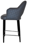 STOOL ALBURY ARM 650 METAL BLACK + PELLE/BENITO NAVY